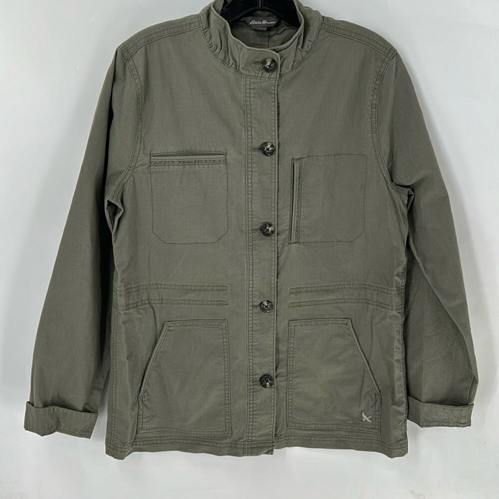 Eddie Bauer Women's Army Green Button Up Lightweight Jacket Size Medium